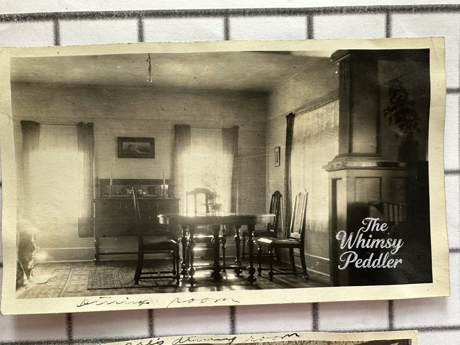 Antique Dining Room Interior Snapshot Photo Home Furnishings c1910s-1920s