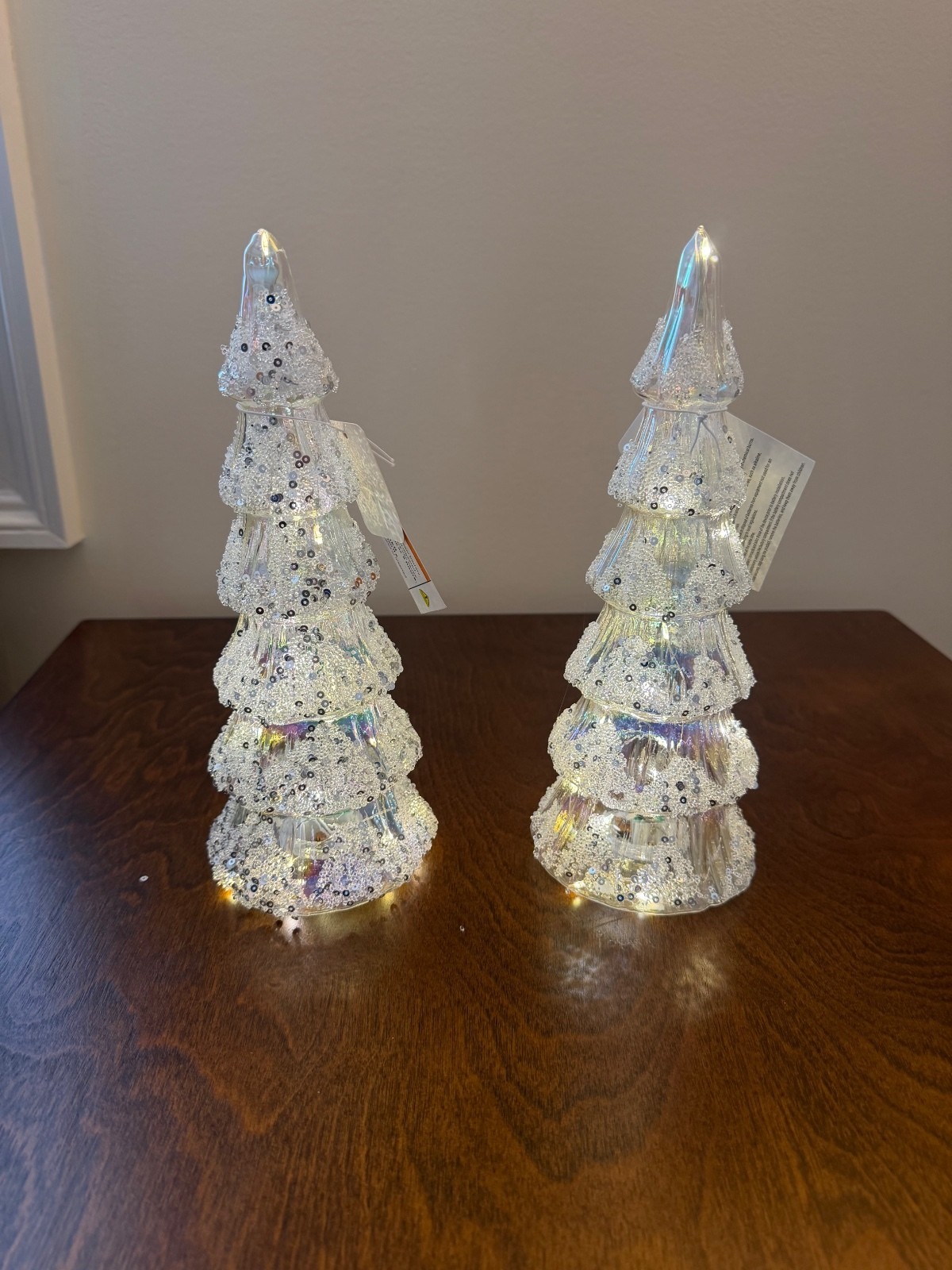 Set of Two Decorative Light-Up Acrylic Christmas Trees
