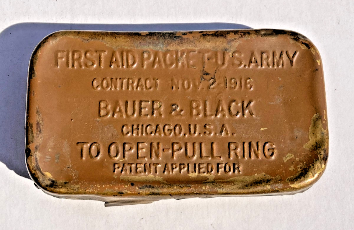 Original WW1 WWI Carlisle Bandage Tin First Aid Packet Sealed 1916 US Army