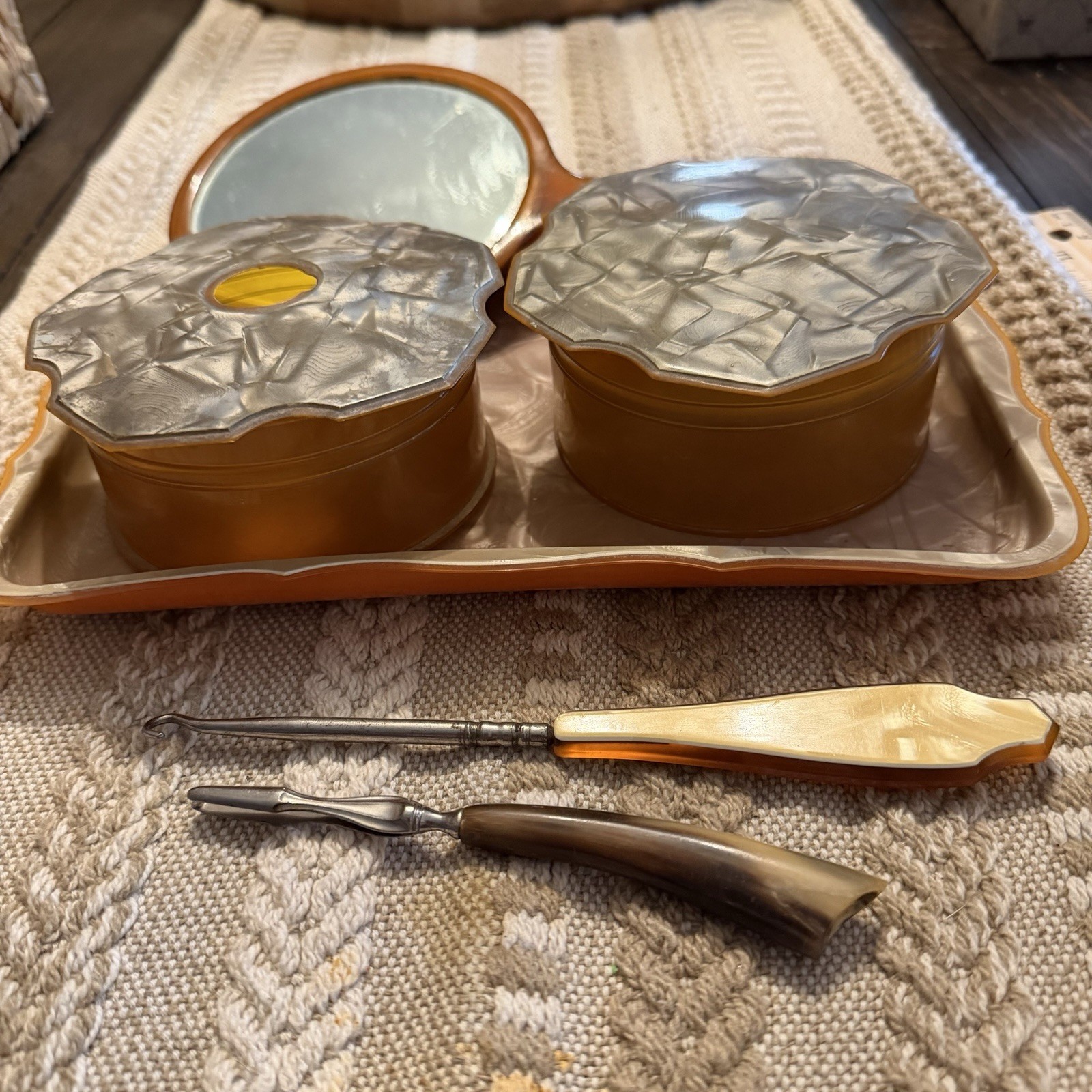 Vintage 1930s Art Deco Celluloid Vanity Set