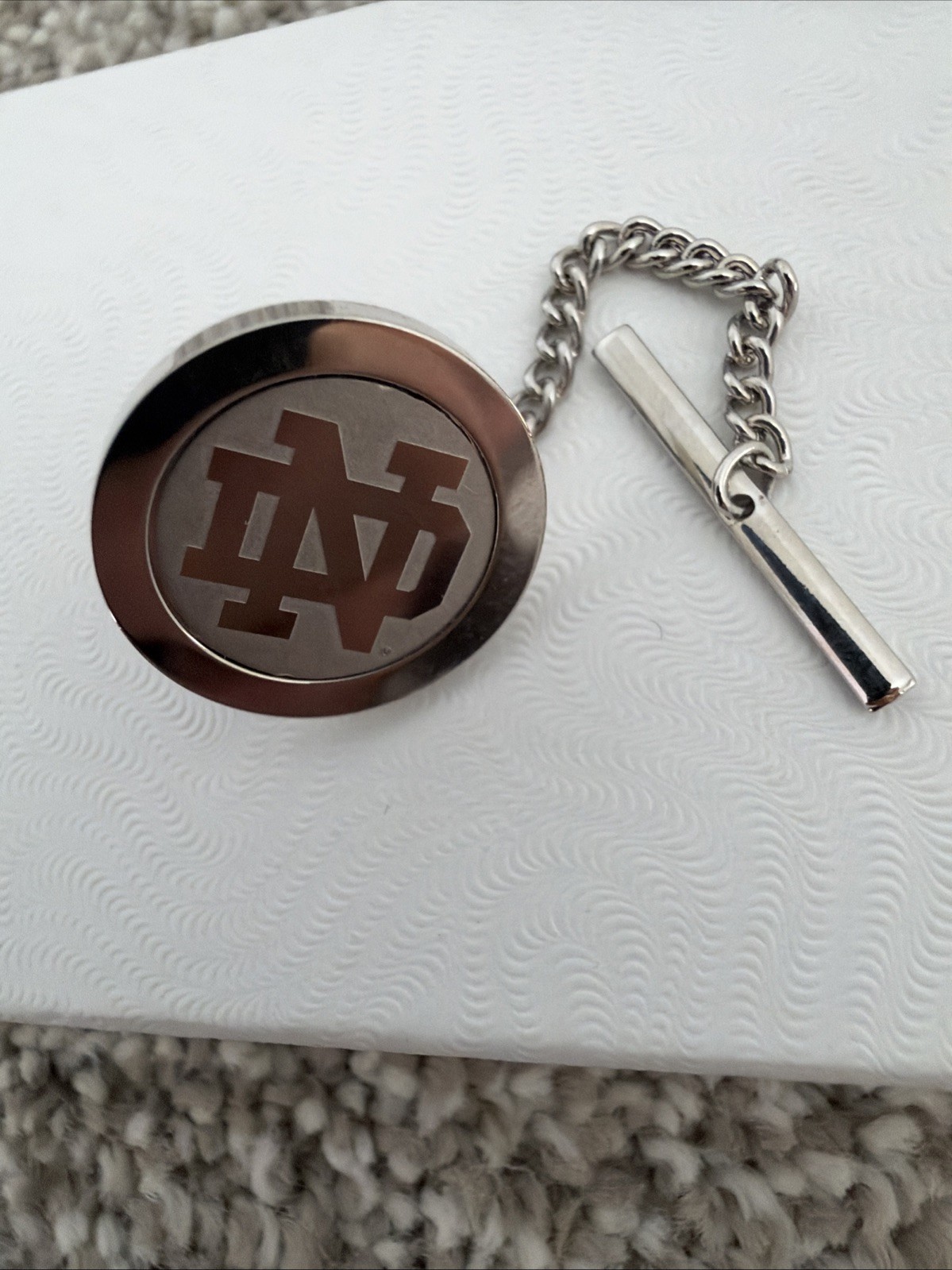 Vintage university of Notre Dame Silver filled or brass lapel pin