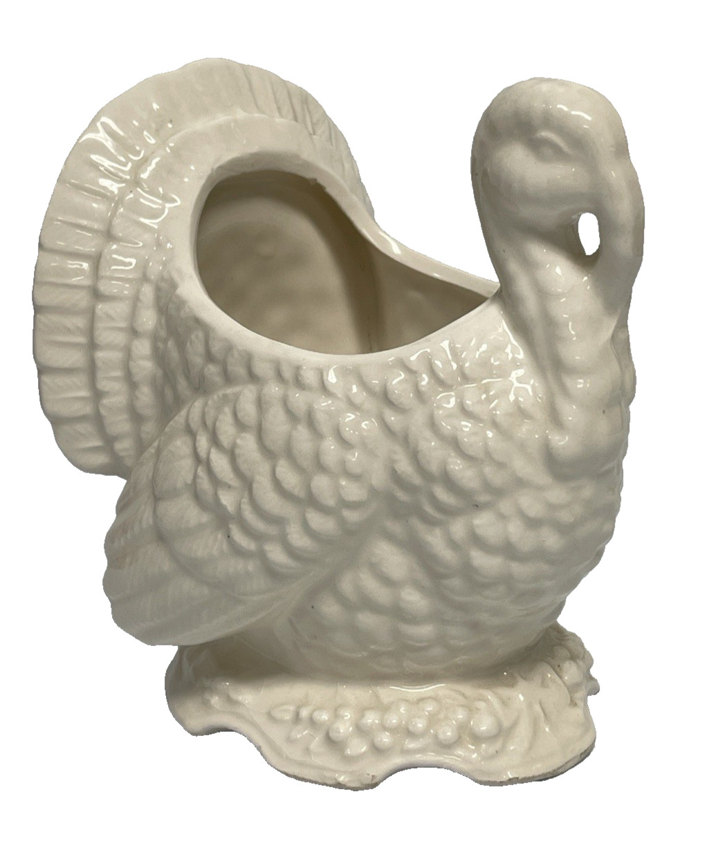 HTF Vintage Napcoware Turkey Solid White Ceramic Planter Centerpiece MCM 