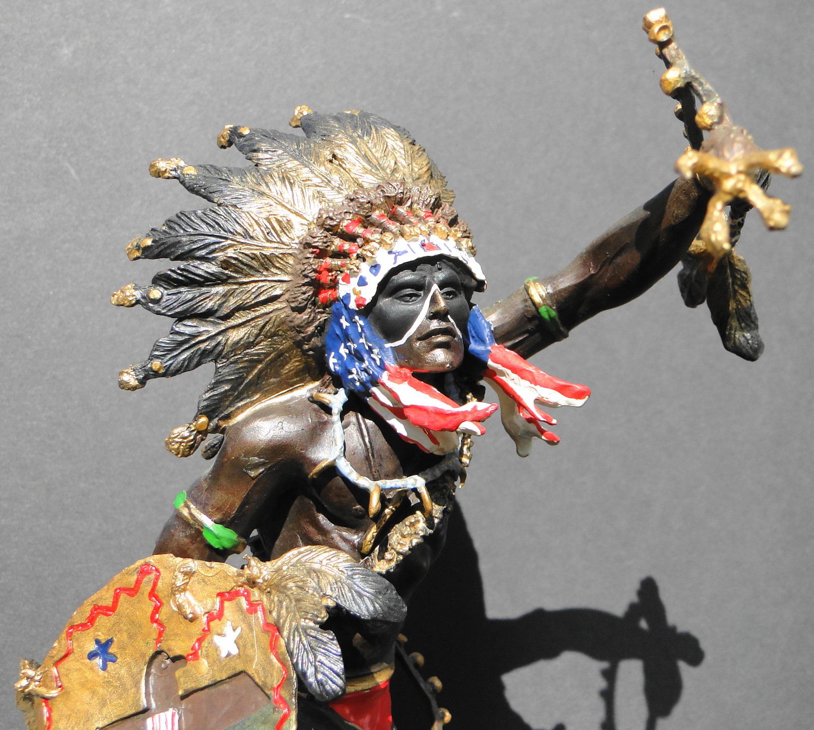 INDIAN CHIEF Bronze Sculpture Statue Art Warrior Spirit American Native Figure