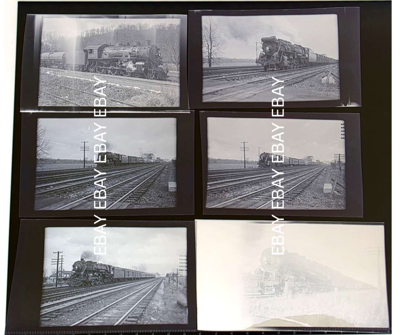 C. 1940s New York Central Steam Locomotive Photo Negative Lot of (6)