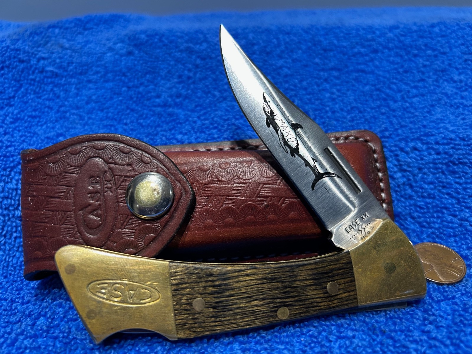 1981 Vintage Case XX USA 9 Dot P158 Lssp Mako Knife Cordovan sheath Never Used
