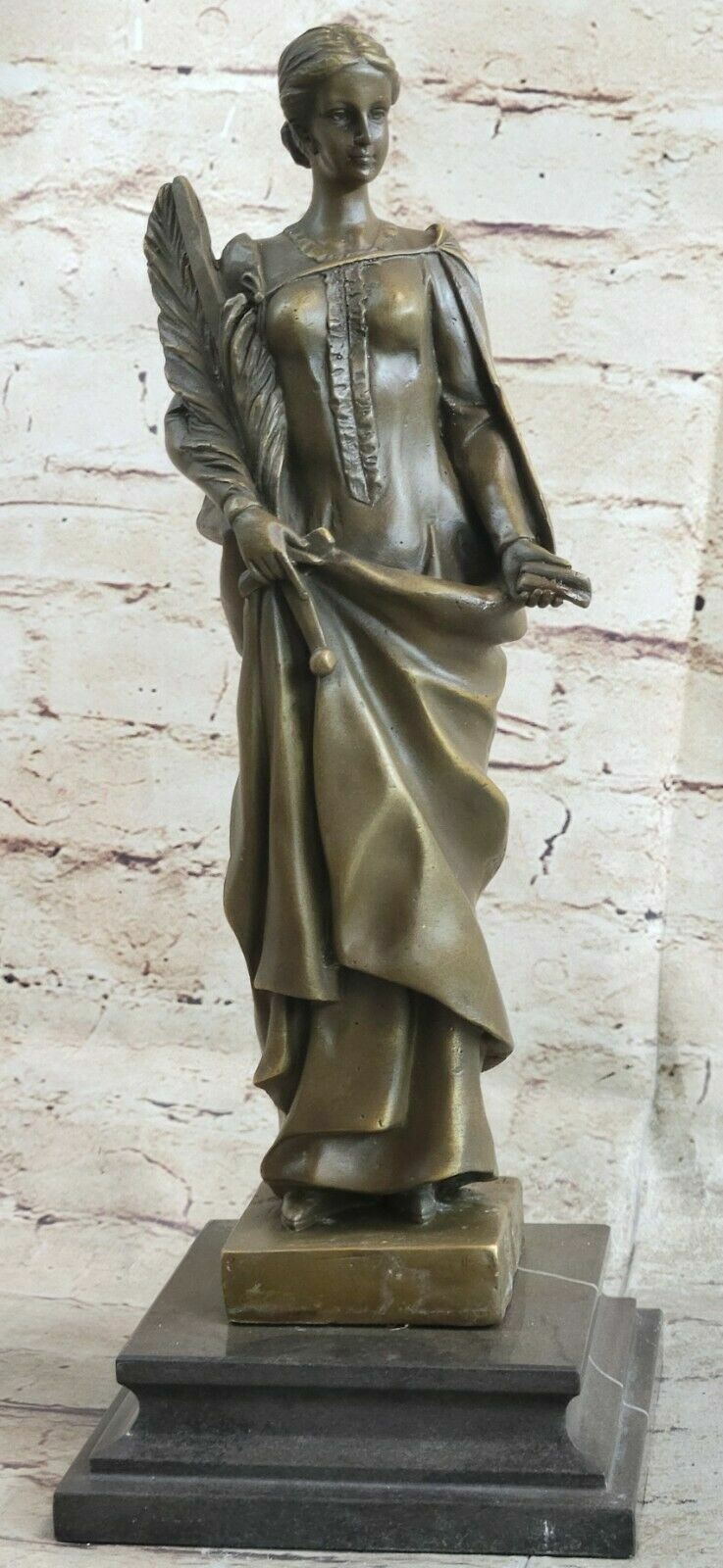 SUPER DEAL Kassin Declaration Peace Young Woman With Sword Lantern Bronze Gift