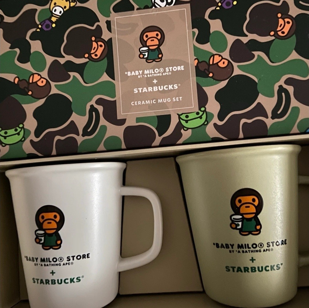 Starbucks x BAPE Baby Milo Ceramic Mug Set 2pc Limited Edition *RARE