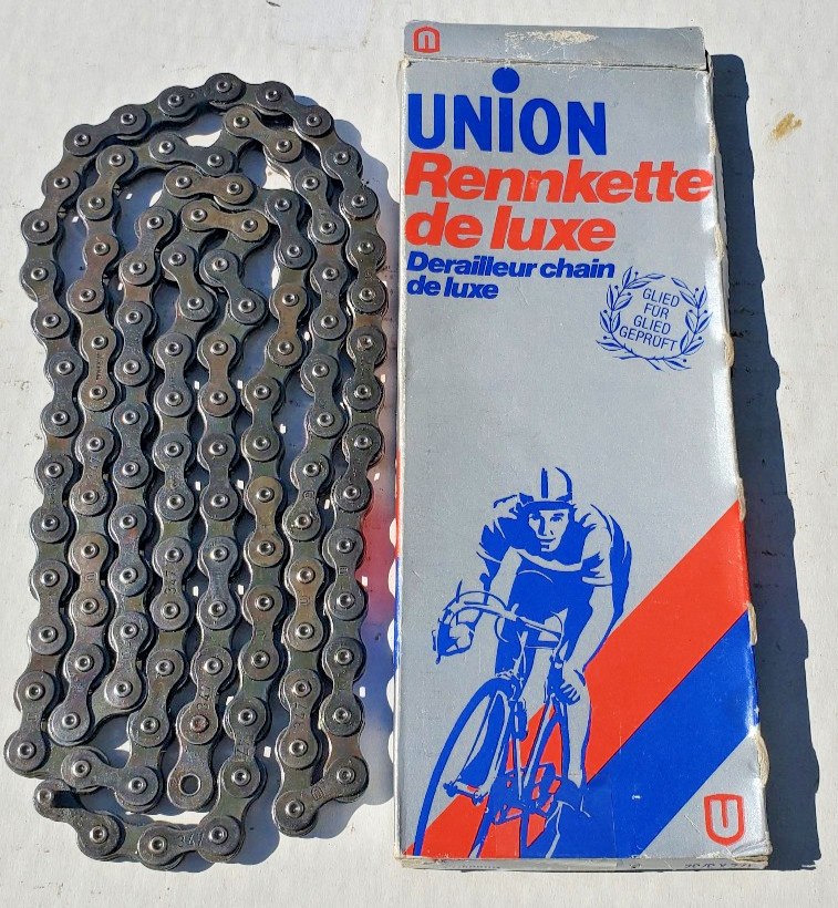 NOS Union Deluxe Bicycle Chain 5 & 10 spd Vtg 70\'s 112L Schwinn Peugeot Raleigh