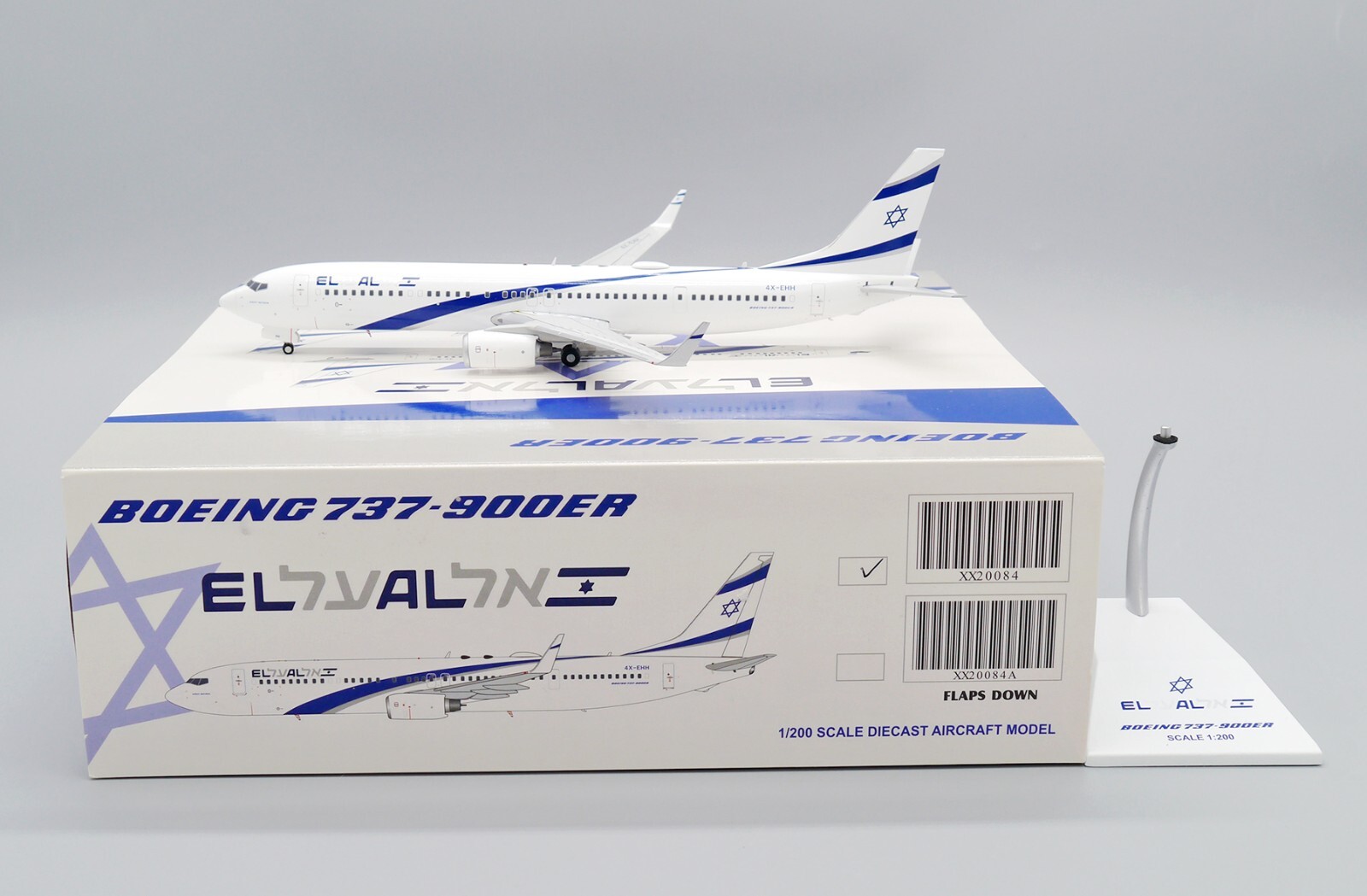 EL AL B737-900ER Reg: 4X-EHH JC Wings Scale 1:200 Diecast model XX20084