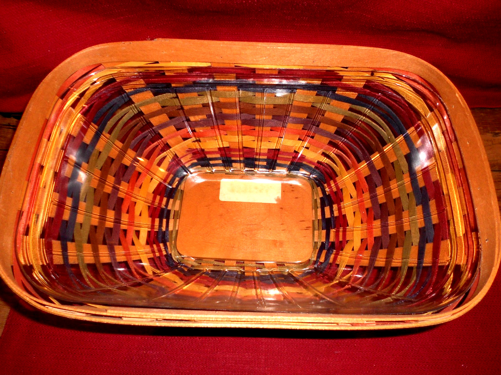 2009 LONGABERGER MULTI-COLOR SOFT RECTANGULAR BOWL BASKET & PROT   PARTY READY