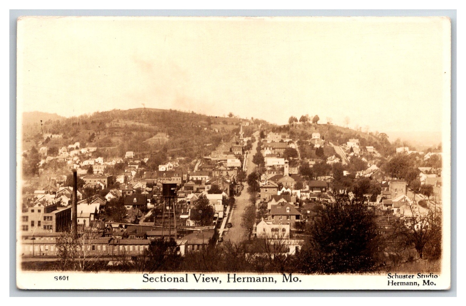 RPPC ~ Hermann MO ~ Birdseye View , Main street MISSOURI