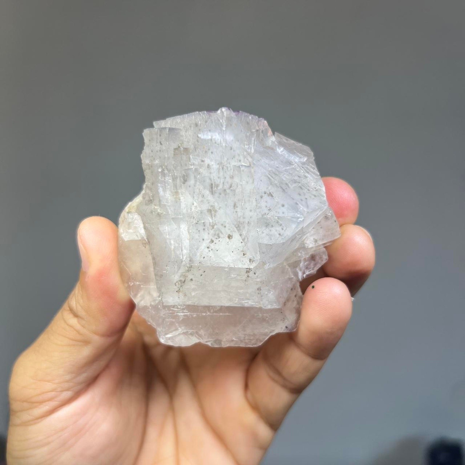 Raw purple and gray fluorite crystal cluster from pakistan mineral specimen