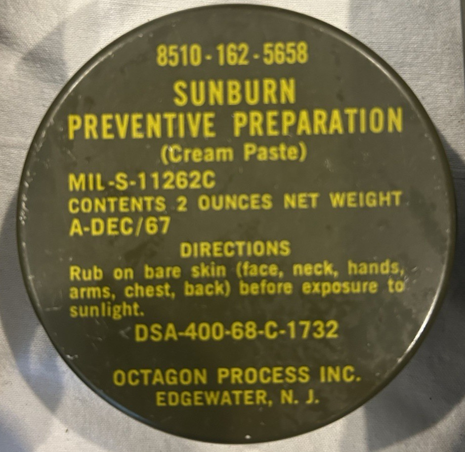 Authentic USGI 1968 Vietnam era Sunscreen can Full With Contents Personal Gear