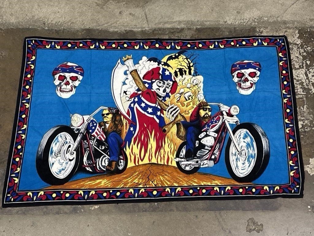 David Mann Harley Davidson, American, Skull,Civil War Wall Tapestry. Free Spirit