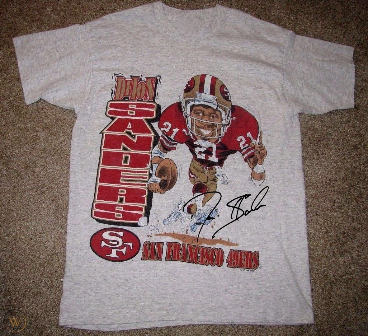 VTG Deion Sanders Cotton Sport Grey S-4XL Shirt NP191