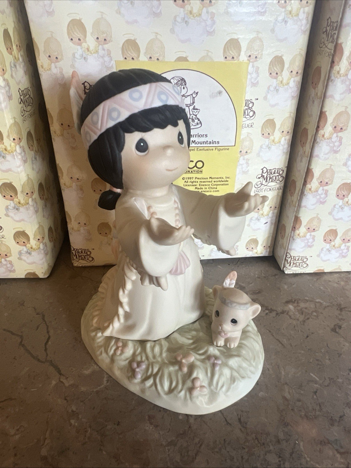 1997 Enesco Precious Moments A Prayer Warriors Faith Can Move Mountains SIGNED
