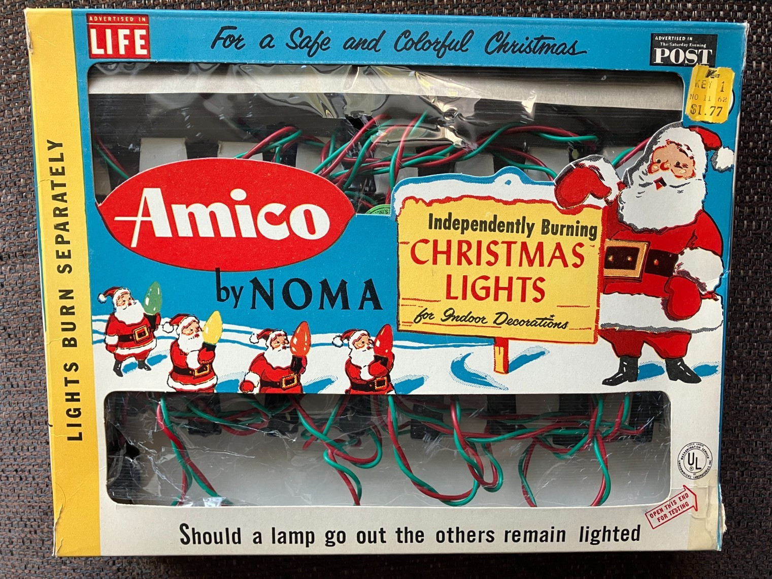 Vintage Amico by Noma 12 Indoor String Christmas Lights Catalog No. 2572 Tested