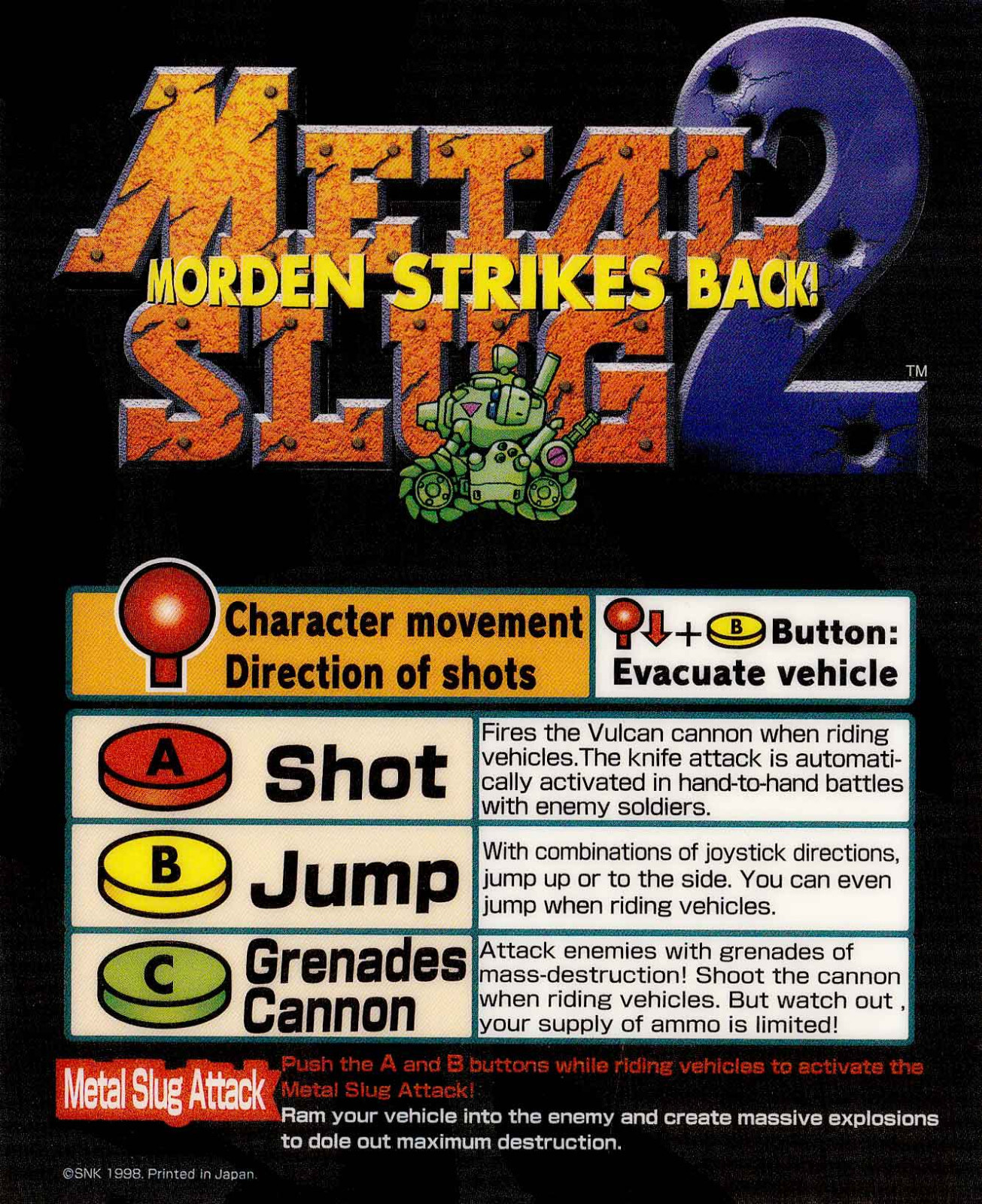 Metal Slug 2 Arcade Neo Geo Mini Marquee/Sign (5.45