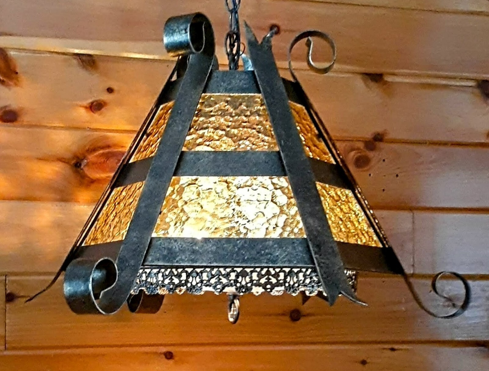Vtg 1960's-70's Gothic Medieval Tudor Mission Arts Crafts Chandelier Light 