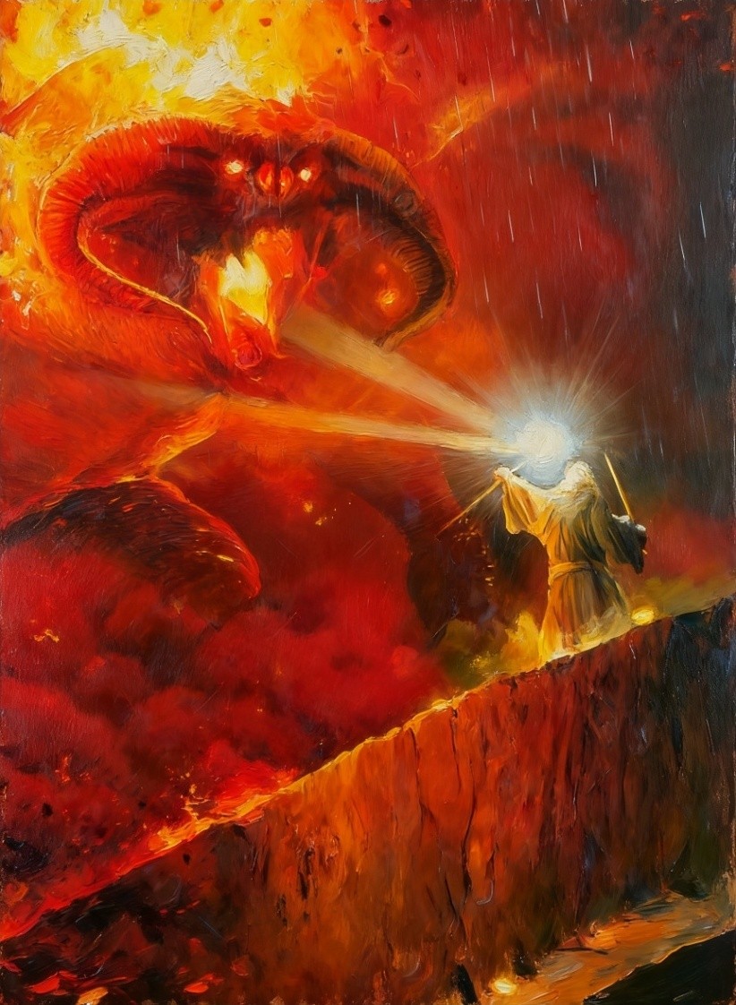 Lord of the Rings Gandalf vs. The Balrog Art Card Print PZ Signed /30