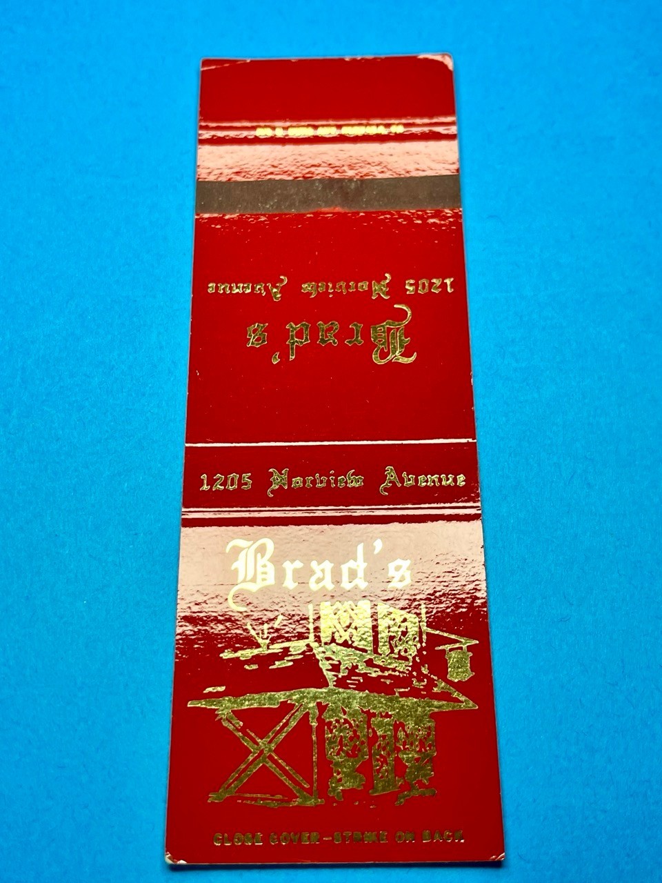 Vintage Matchbook Cover Brad\'s Restaurant Norfolk, Virginia MB157