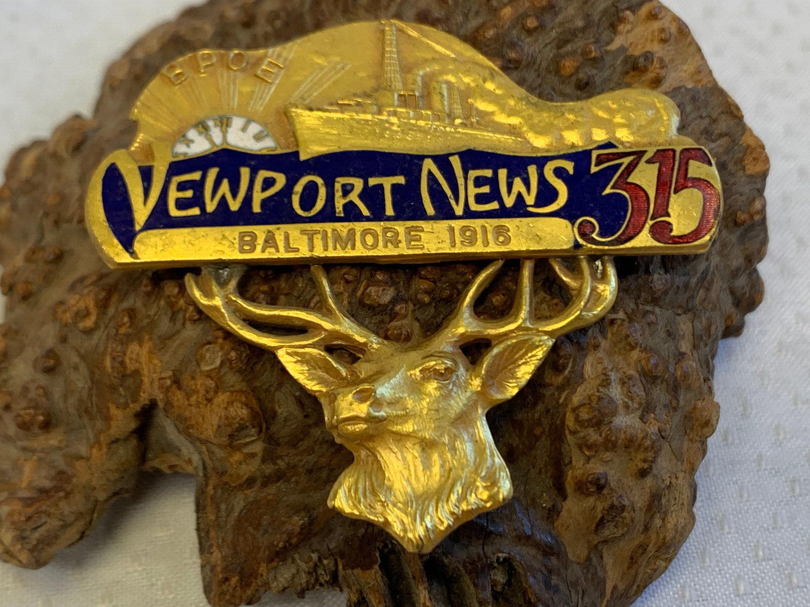 1916 Newport News 315 BPOE Pin Baltimore Benevolent Protective Order of Elks