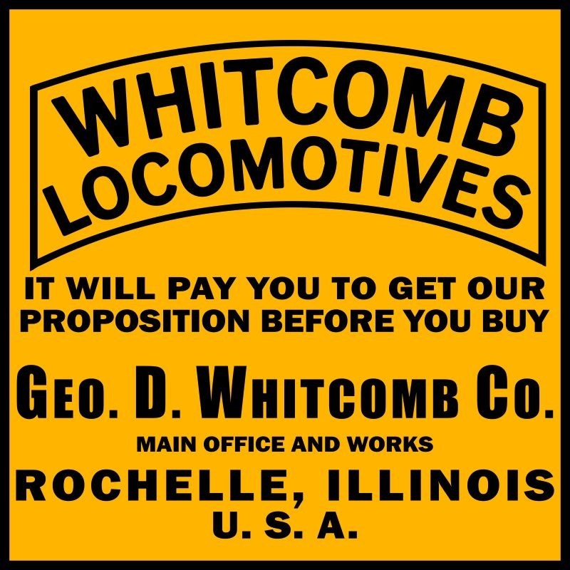 1919 Whitcomb Industrial Locomotives NEW Sign: 28