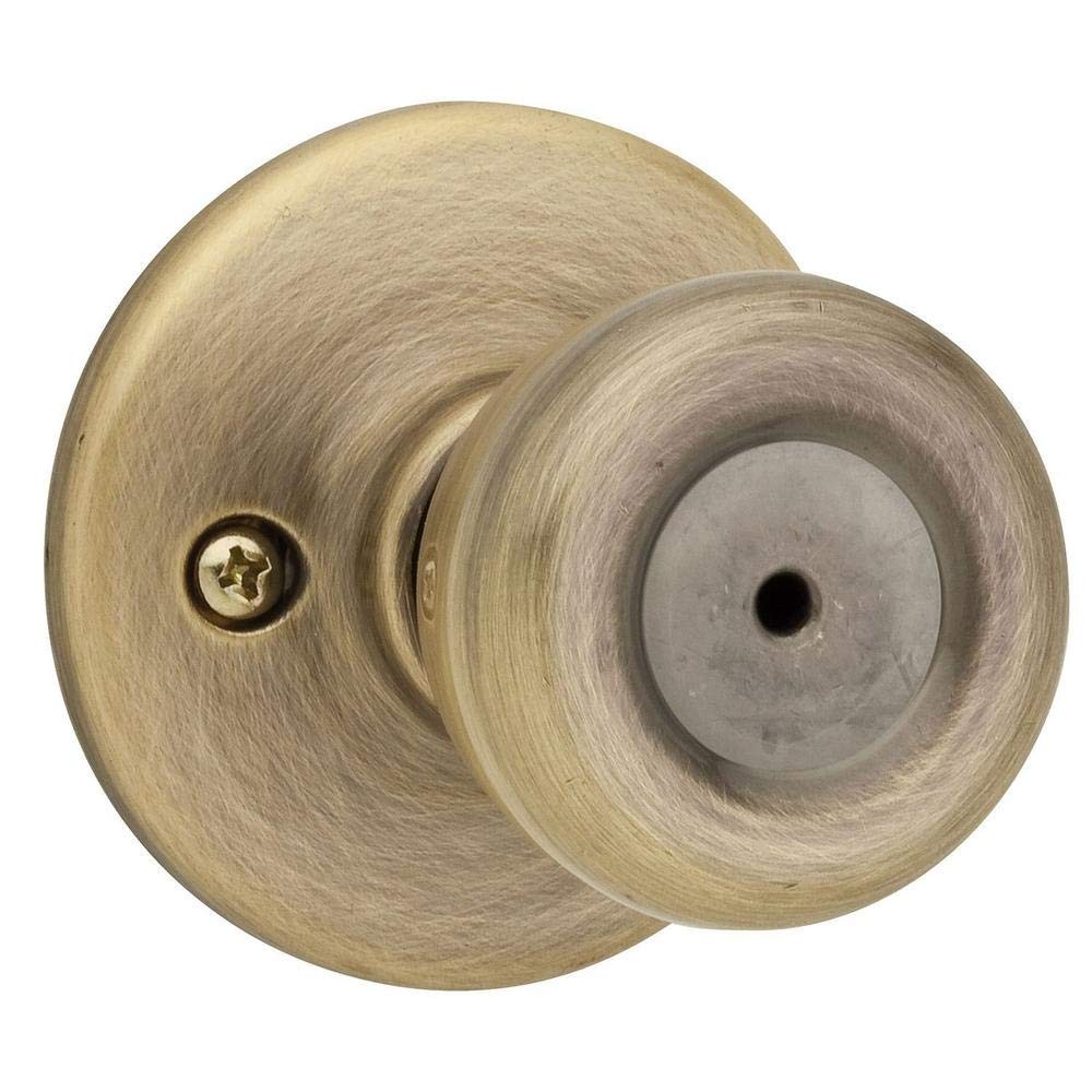 Kwikset Tylo Interior Privacy Door Knob with Lock, 1 Pack, Antique Brass