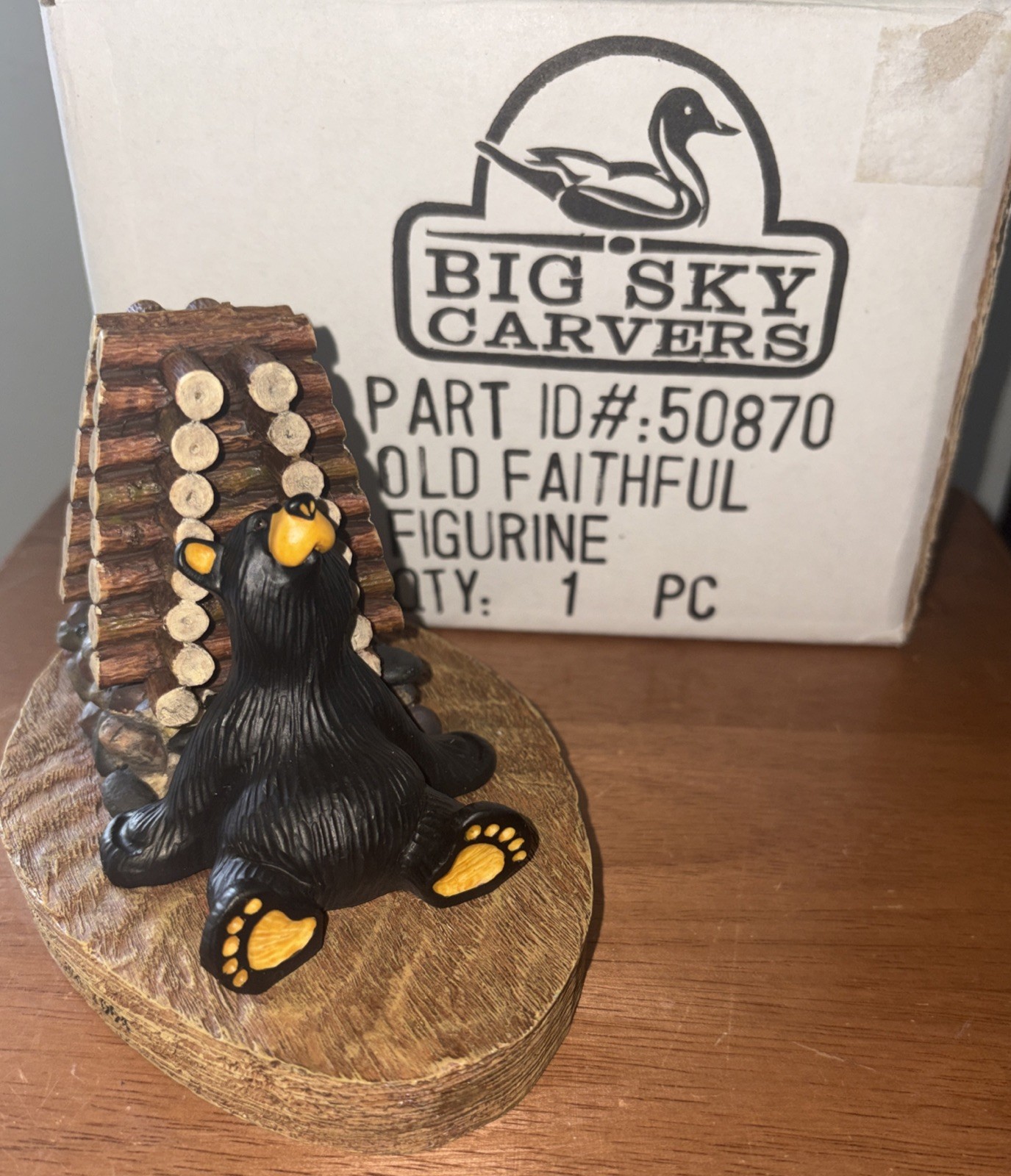 RARE Vintage Figurine by Jeff Fleming Big Sky Carvers #50870 Old Faithful NIB