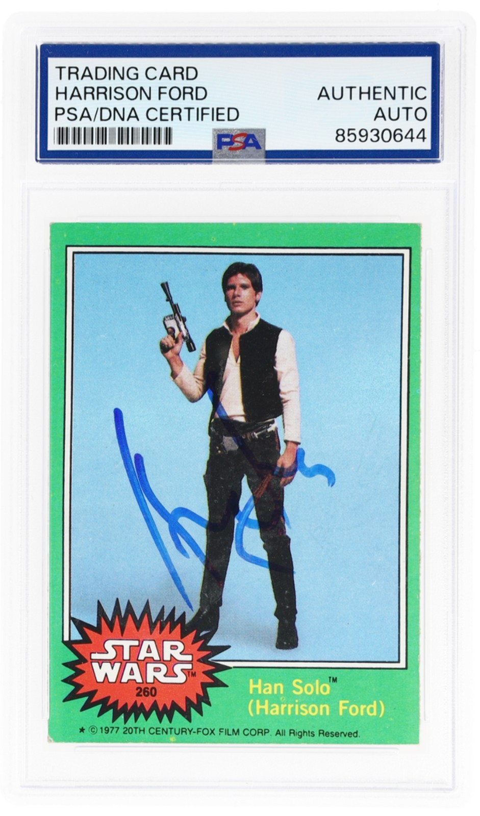 1977 Topps Star Wars #260 Han Solo Harrison Ford Signed Auto PSA DNA Authentic
