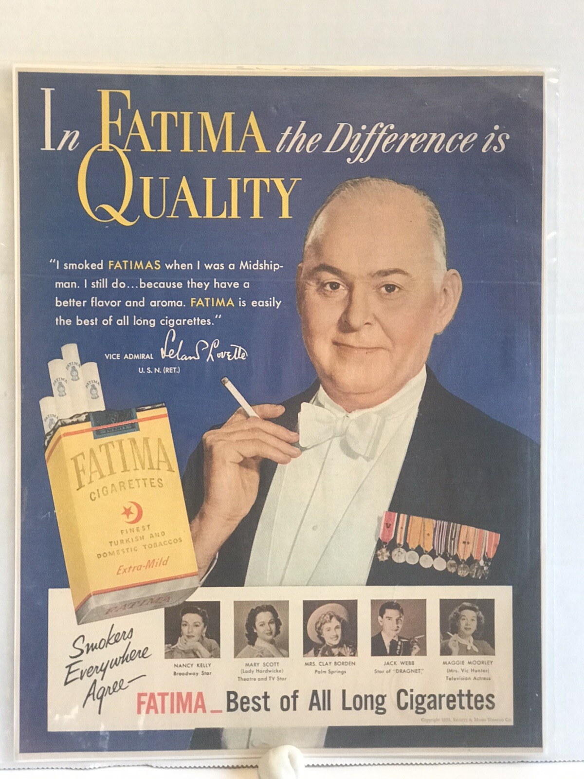 Vintage 1940s Fatima Cigarettes 🚬Ad Man Smoking 🚬1 Day Ship 👍👍👍