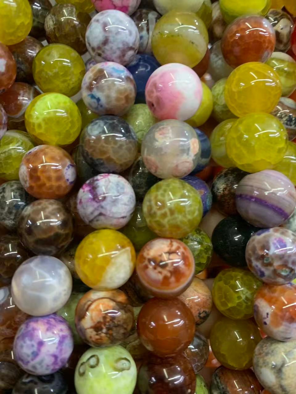 140 Pcs Rare Tibetan Old Natural Dragon Vein Colorful Agate Dzi 14mm Round Beads