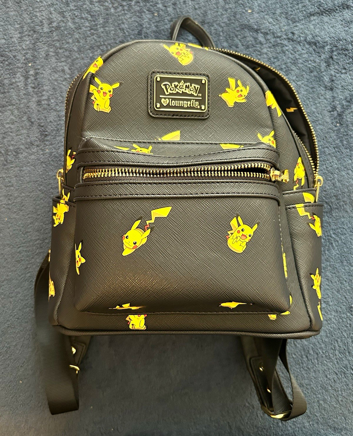 Loungefly Pokémon Pikachu Black/Yellow Faux Leather Mini Backpack w/ Pockets