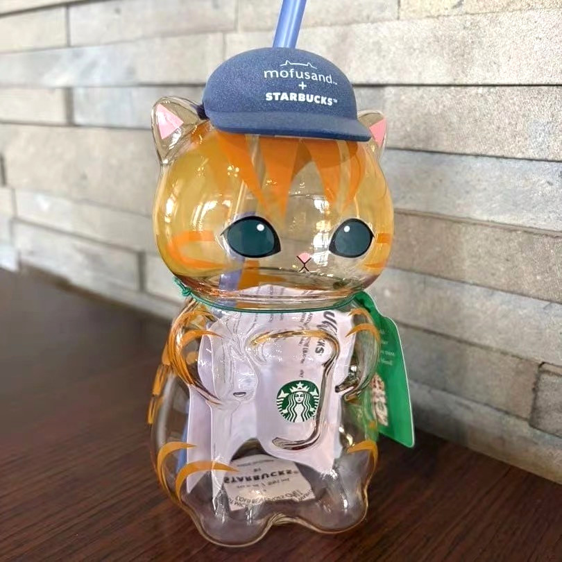 2026 Starbucks Singapore x Mofusand 🐱 Cat Shaped Glass Cup Collection New❗️❗️