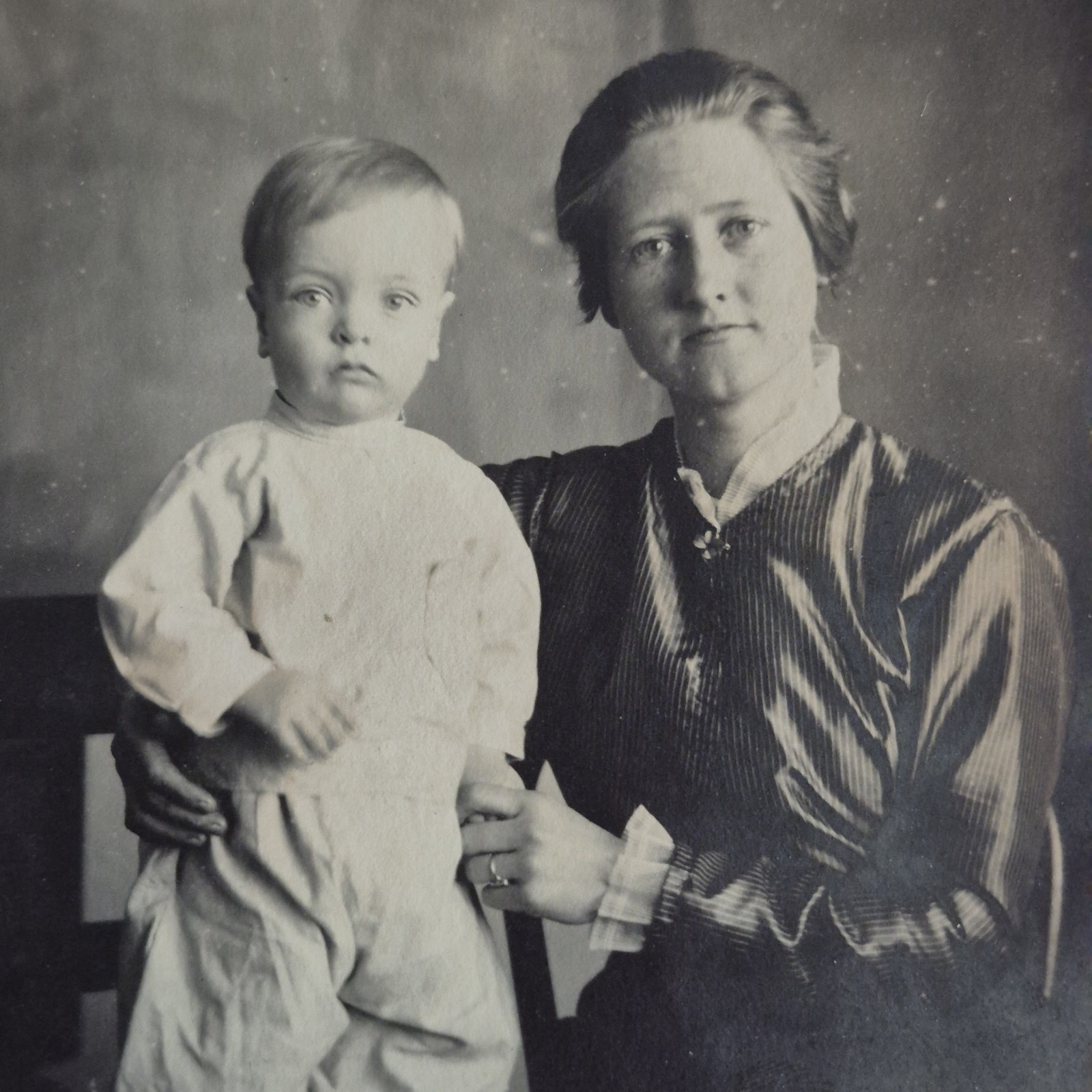 Antique RPPC Real Photo Postcard Edwardian Mother & Son CYKO c1915 WW1 Era 