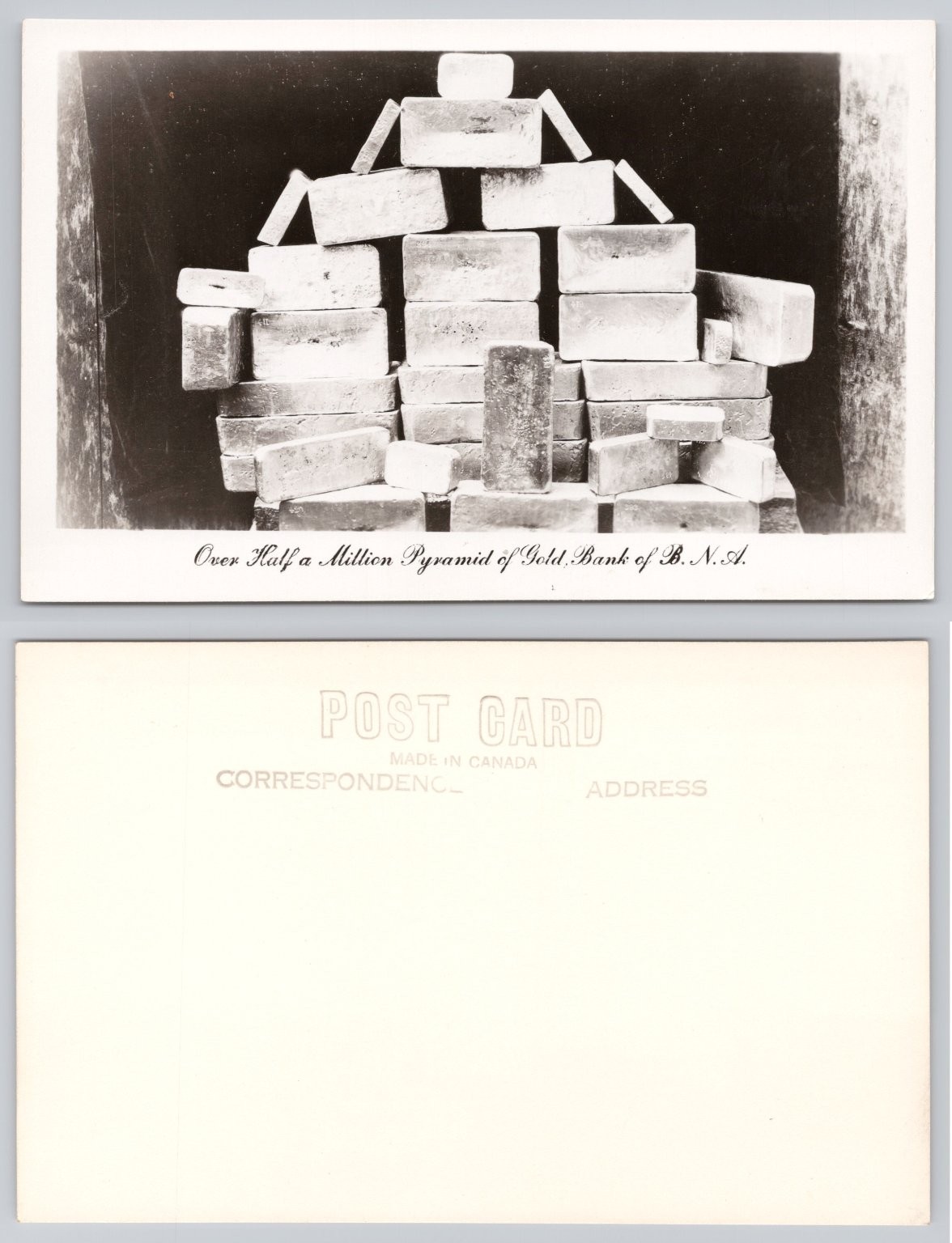 RPPC Over Half Million Gold Pyramid Bank of B.N.A. Canada Early 1900s
