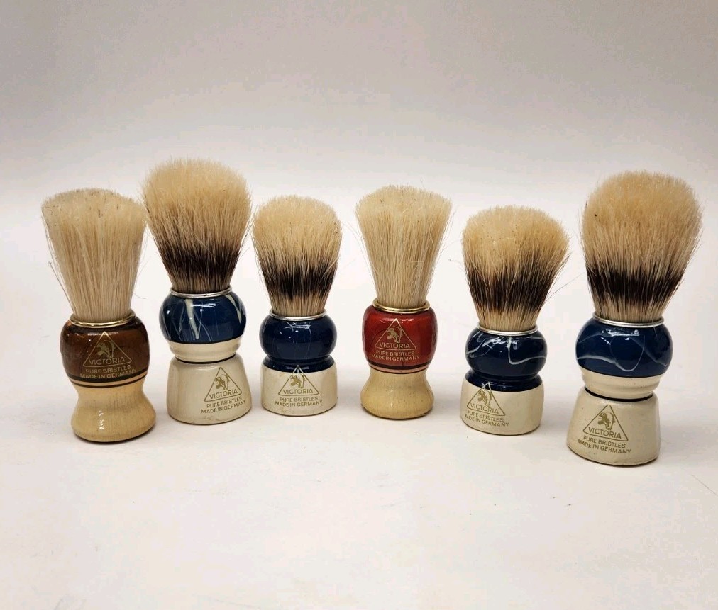 Six Vtg West Germany sterilized pure bristle shaving brush brand new