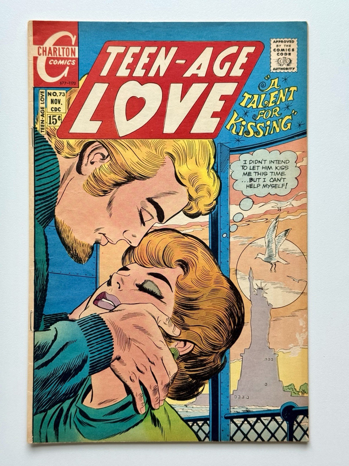 TEEN AGE LOVE #73 ◉ RARE CHARLTON ROMANCE * Kissing Cover 1970 * HTF  F/ VF  👀