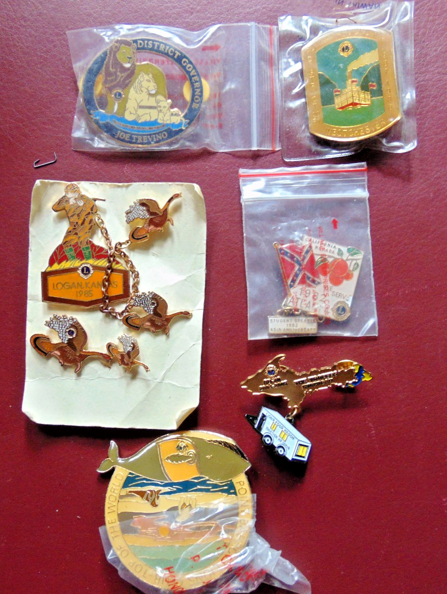 Lot of 6 Vintage LIONS CLUB Pins 1982 - 2010  Various Locations New