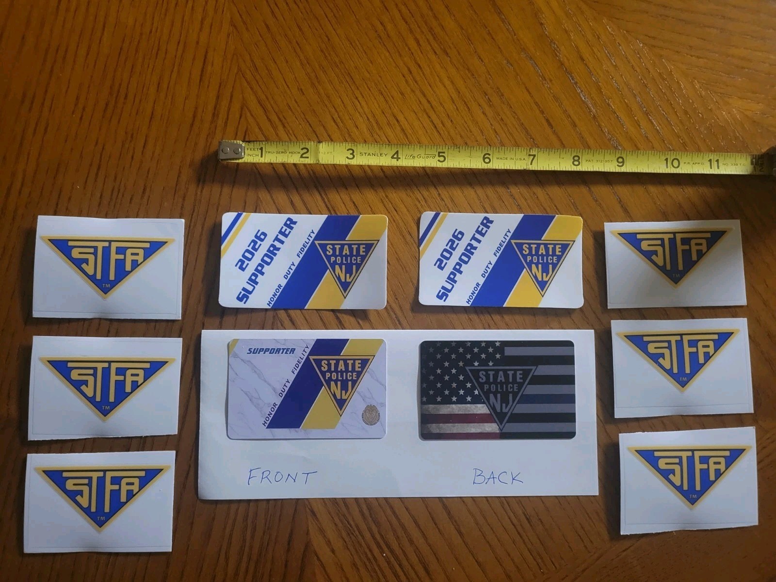  NJ STATE POLICE Supporter Lot - STFA Vinyl Decals - Two SUPPORTER PLASTIC Cards
