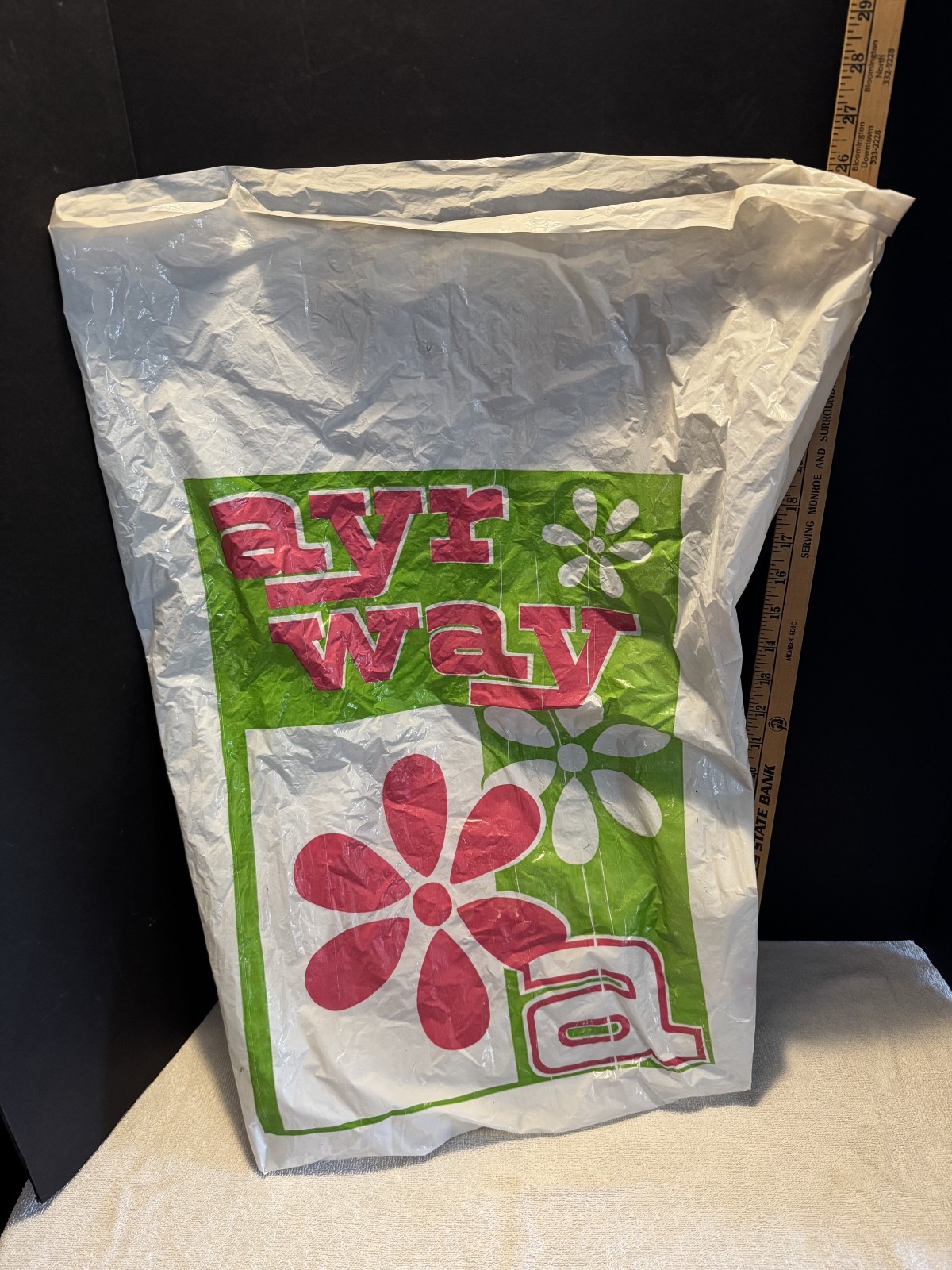 ayr way 1970\'S ORIGINAL PLASTIC Bag RED GREEN ink print L S AYRS Ayr way TARGET