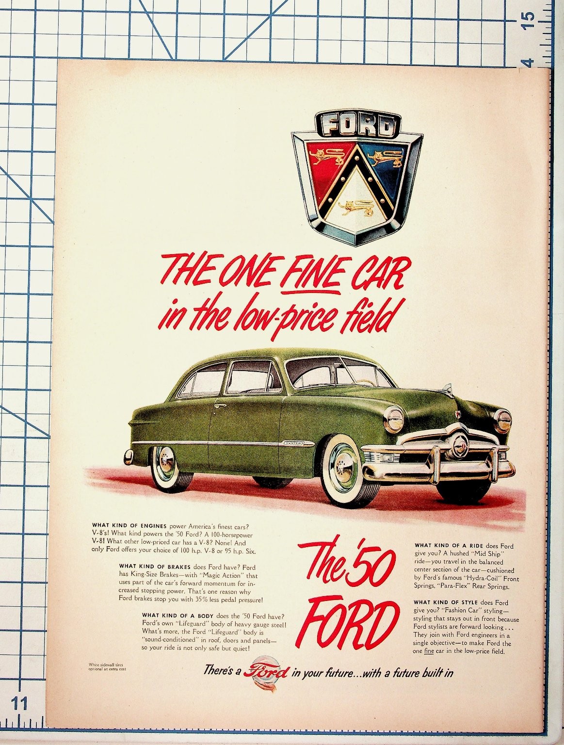 1950 Ford Sedan Original Vintage Car Ad - The \'50 Ford Auto Advertisement