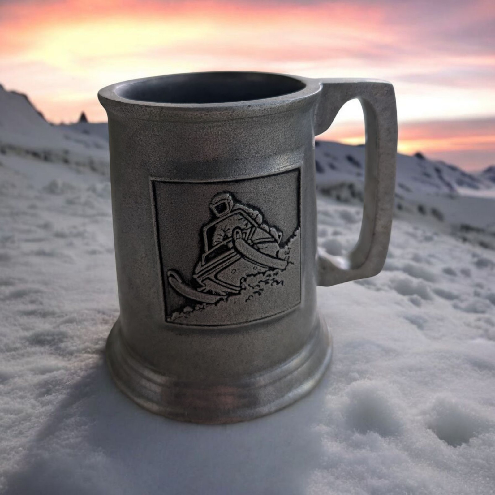 VTG John Deere Pewter Snowmobile Stein Tankard Ride the New Breed Cup ADV 🗻🥽