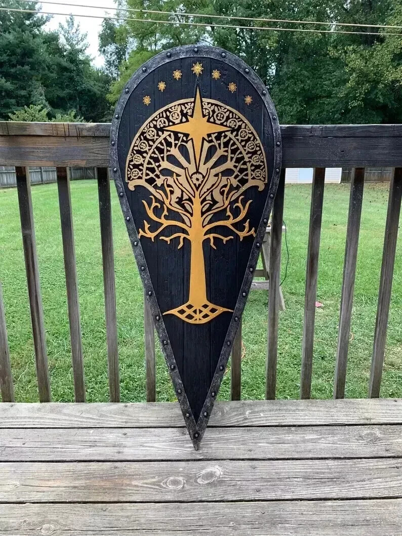 28'Custom Medieval Kite Shield Wooden Viking Shield Armor Replica Halloween Gift