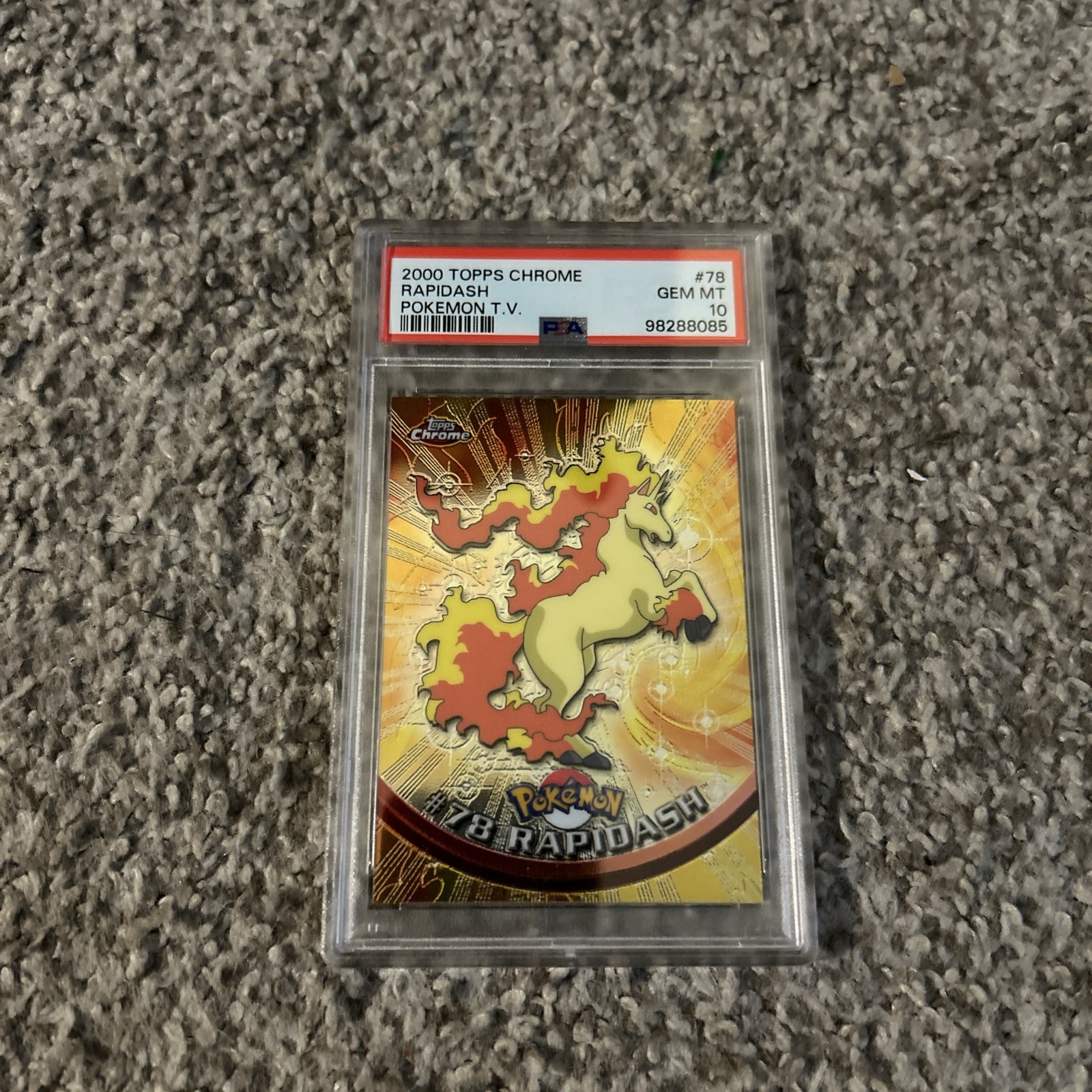 2000 Topps Pokémon Chrome Rapidash Pokémon TV Card #78 PSA Mint 10 Pop 60