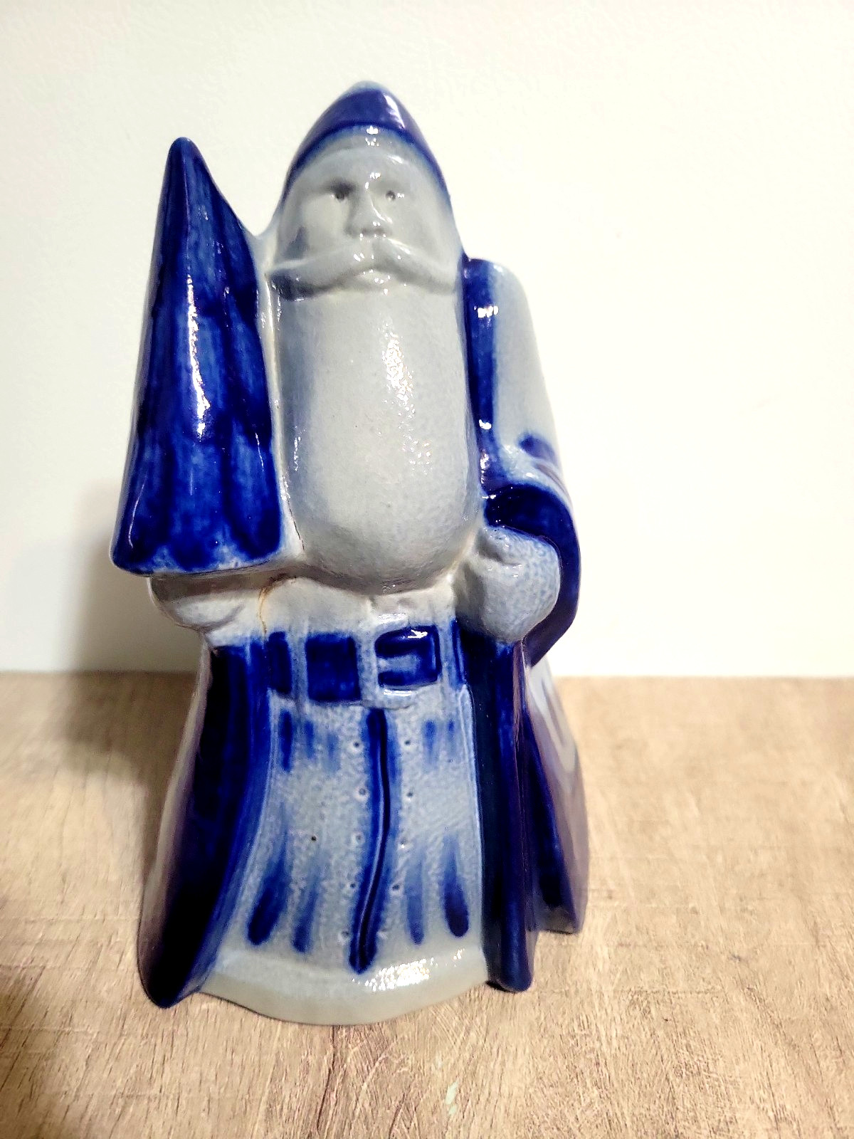 1994 David Eldreth Pottery Salt Glazed SANTA HOLDING TREE Figurine 8