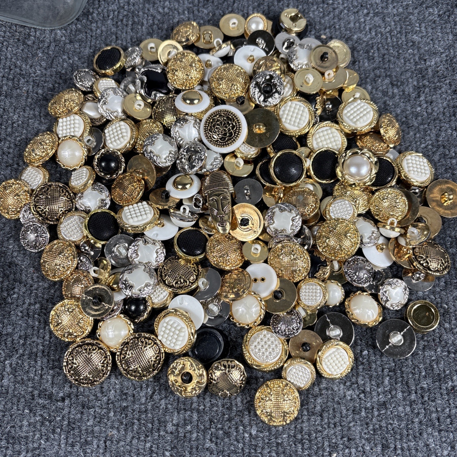 Mystery Jar Vintage Gold And Silver  Toned Buttons Sewing Craft Supplies