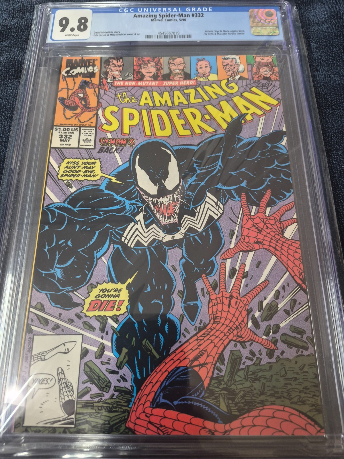 Marvel The Amazing Spider-Man 332 1990 CGC 9.8 White Pages Venom Appearance