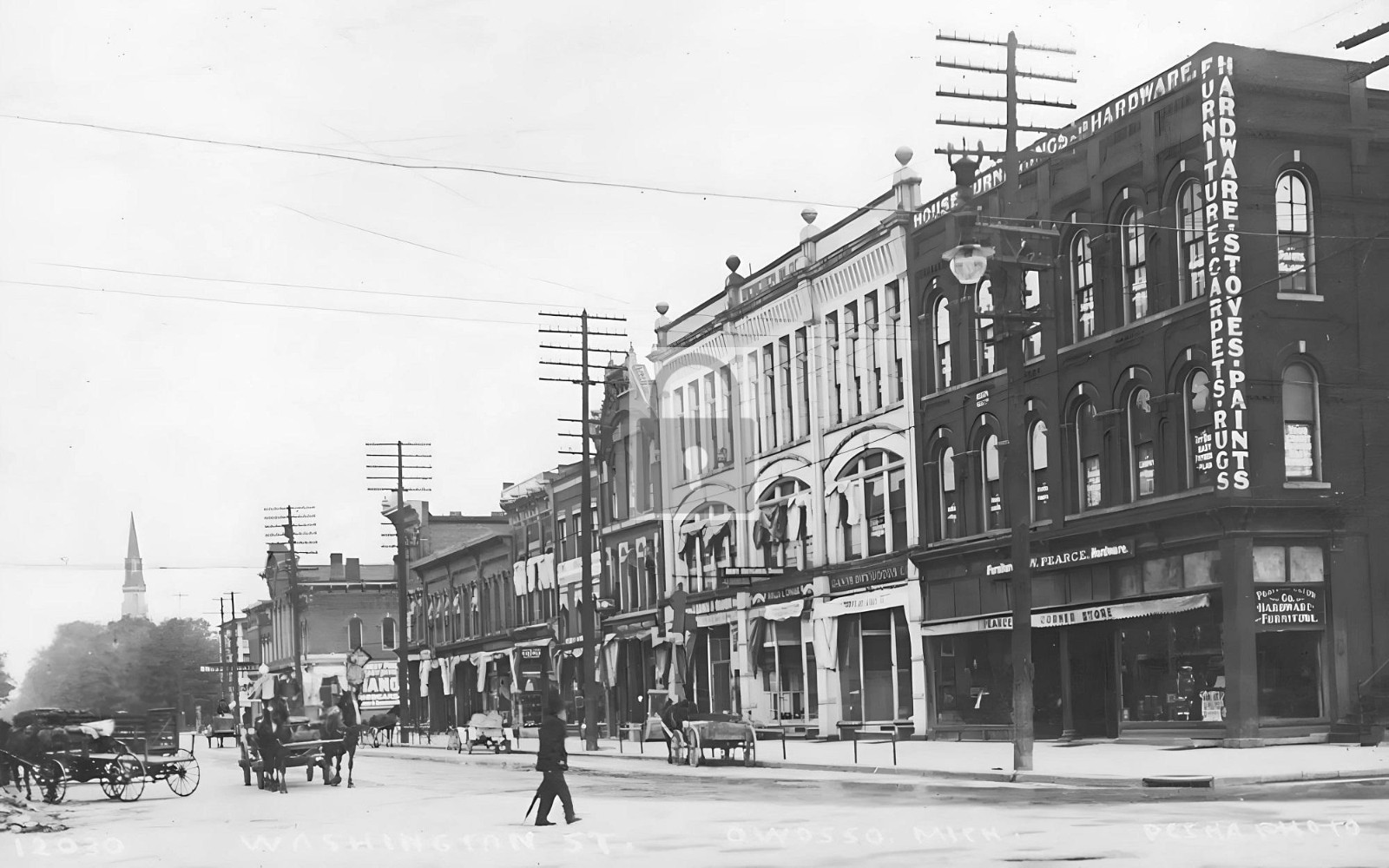 Washington Street View Owosso Michigan MI - Reprint