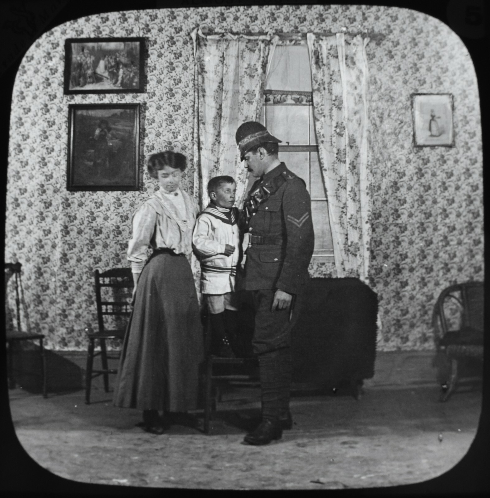 ANTIQUE Magic Lantern Slide ALMOST LOST NO5 C1890 PHOTO VICTORIAN STORY ACTOR